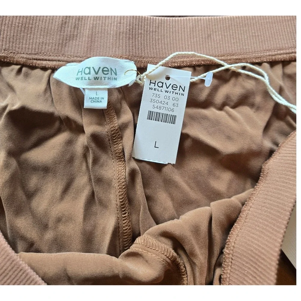 Haven Well Within Washable Silk Shorts Tan Brown Loungewear Large